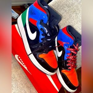 Size 7 - Jordan 1 Mid SE Multi Patent with Bandana Laces